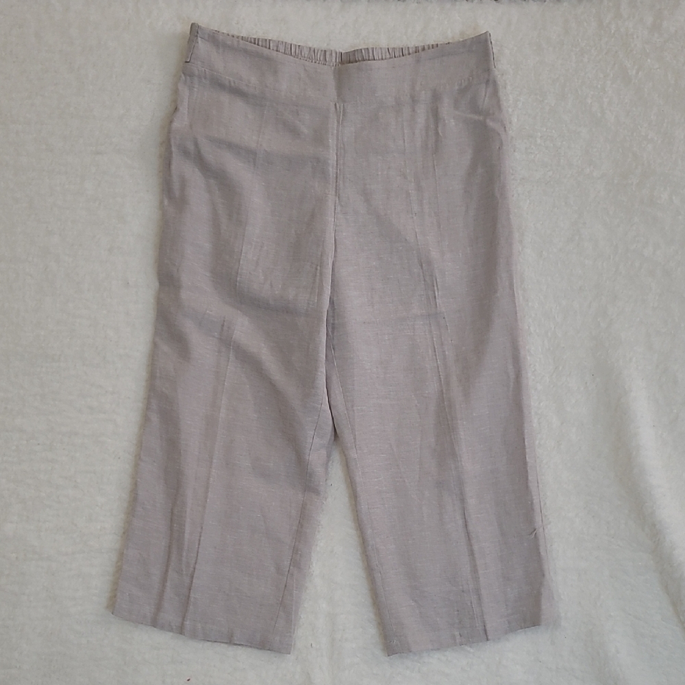 Blue Sol Khaki Linen Blend Wide-leg Cropped Pants size Large